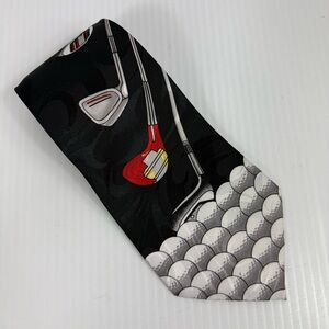Steven Harris Men's Black Golf Club Ball Neck Tie Novelty Necktie Polyester